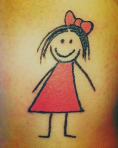 Happy Girl Tattoo with Red Bow