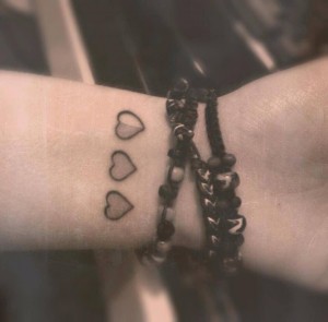 3 Hearts Wrist Tattoos