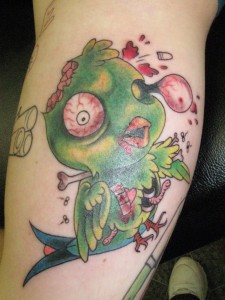 Scary and Ugly Zombie Bird tat