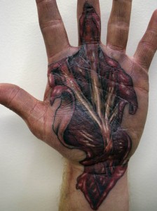 3D Hand Tattoo Sliced Open