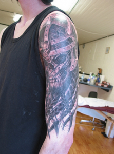 Cool Viking Skull Sleeve Tattoo