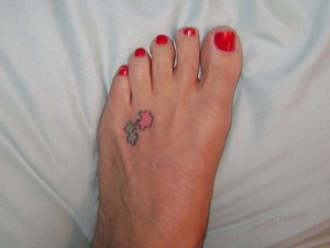 Cute Jig-saw Puzzle Tattoo on Foot