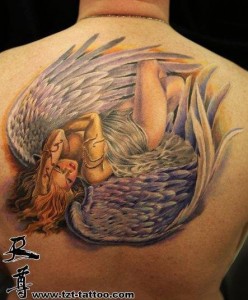 Female Angle Falling Tattoo