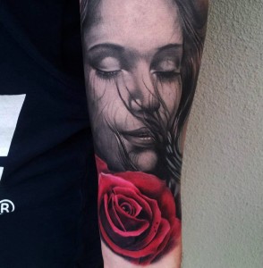 Sleeve Tattoo of Girls Face