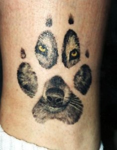 Wolf Paw and Wolf Face Tattoo