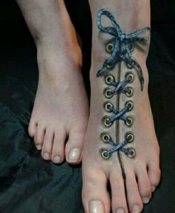 Cool Foot Corset Tattoo on Foot