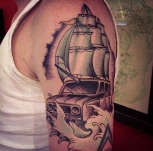 Land Rover Sail Boat Tattoo