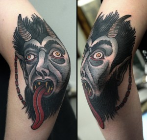 Demon Head and Tongue Tattoo