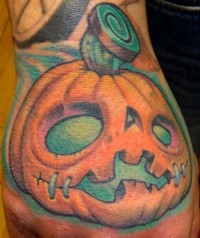 Free Hand Pumpkin Tattoo