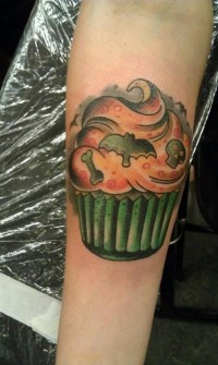 Cupcake Halloween Zombie Tattoo