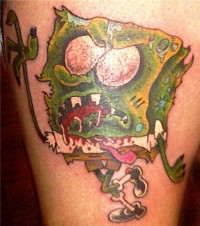 Sponge Bob Square Pants Zombie Halloween Tattoo