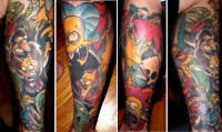 Simpsons Halloween Collage Tattoo