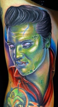 Elvis Presley Zombie Halloween Tattoo