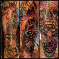 Tiger roar sleeve tattoo